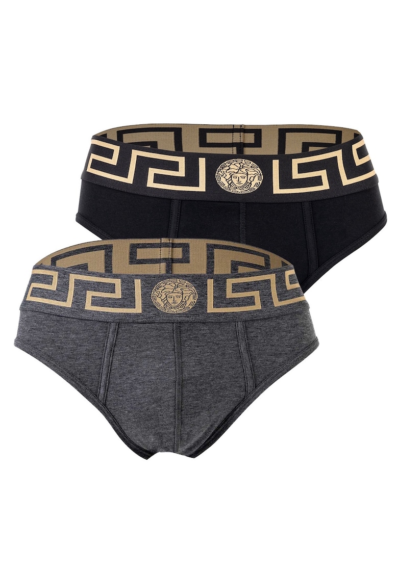 Set de chiloti cu banda logo in talie - 2 perechi