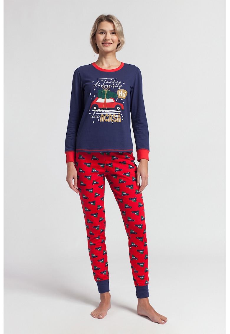 Pijama slim fit de bumbac Christmas