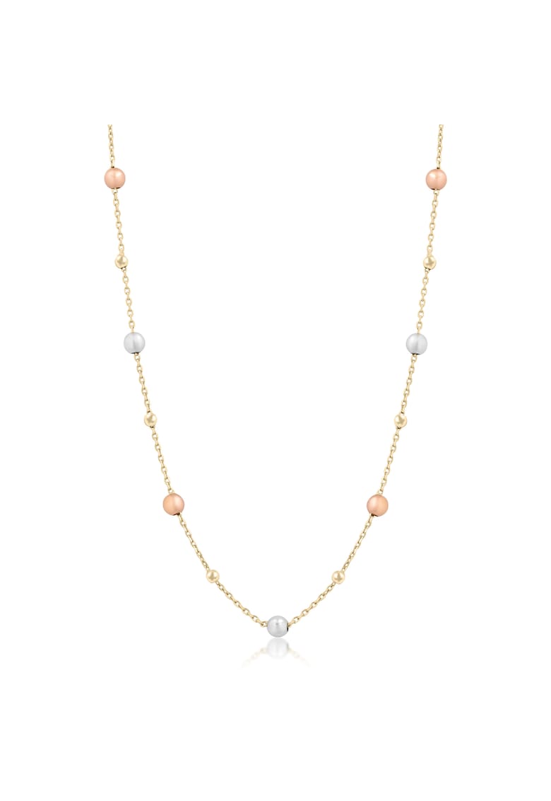 Colier din Aur Galben de 18 kt cu Bile Galbene - Albe - Roz - 2.26 g