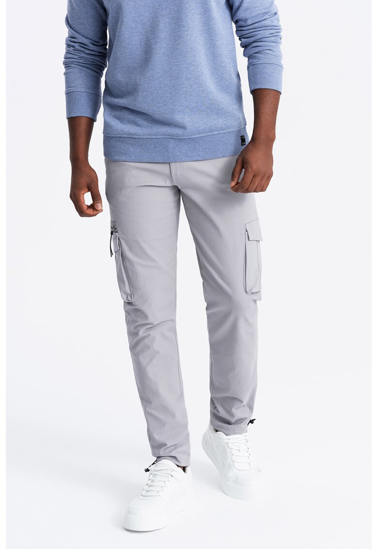 Pantaloni cargo drepti - Gri deschis