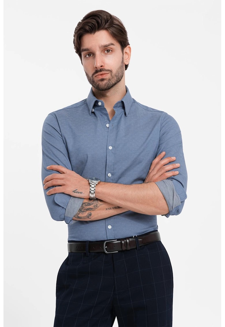 Camasa slim fit din amestec de bumbac