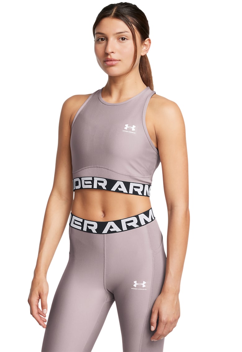 Top crop cu banda logo pentru fitness