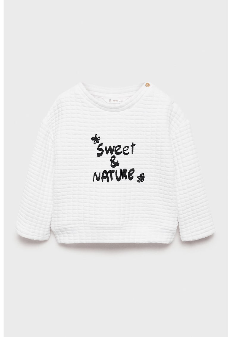 Bluza de trening cu model texturat si imprimeu text Nature