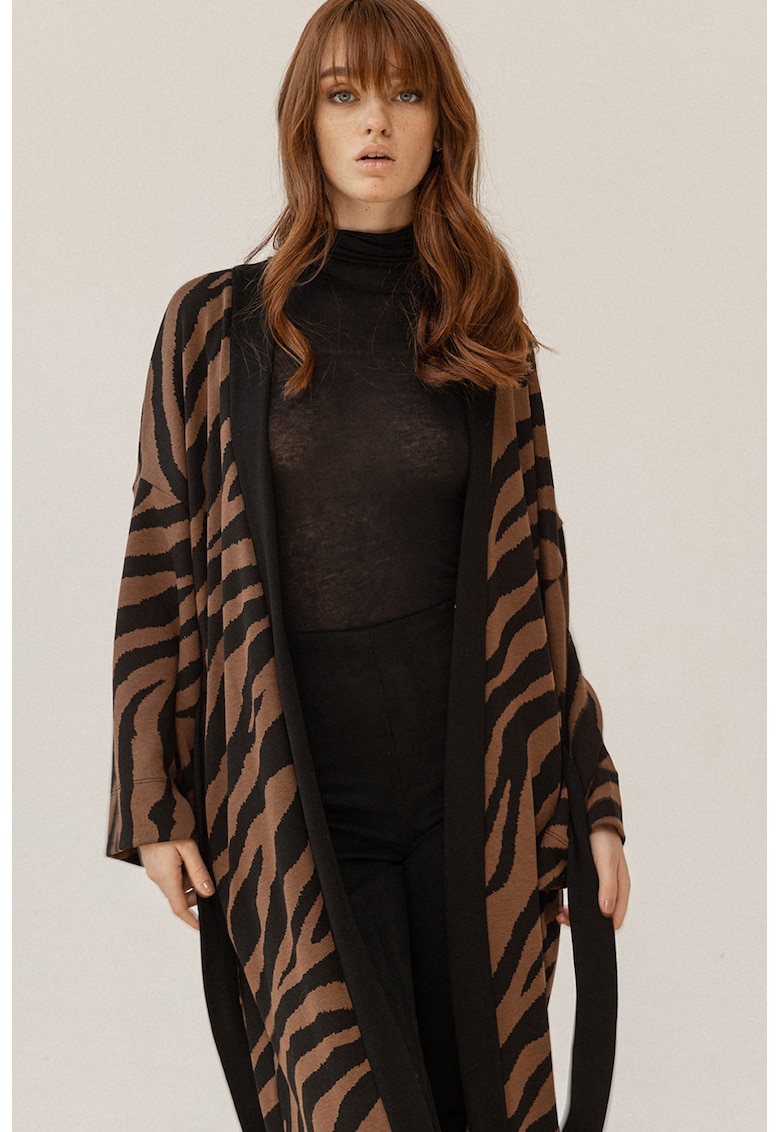 Cardigan lung cu animal print