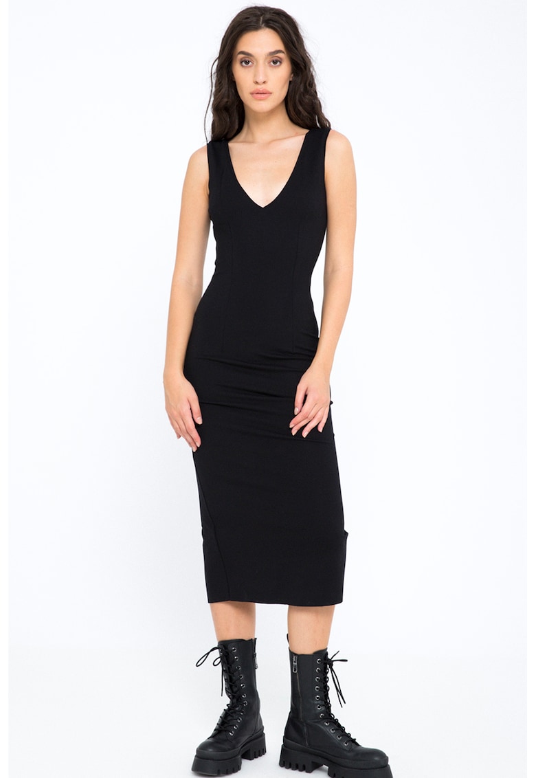 Rochie midi cu decolteu in V