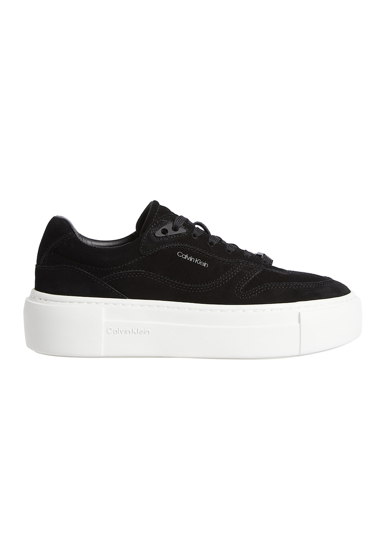 Pantofi sport low-cut de piele intoarsa cu platforma