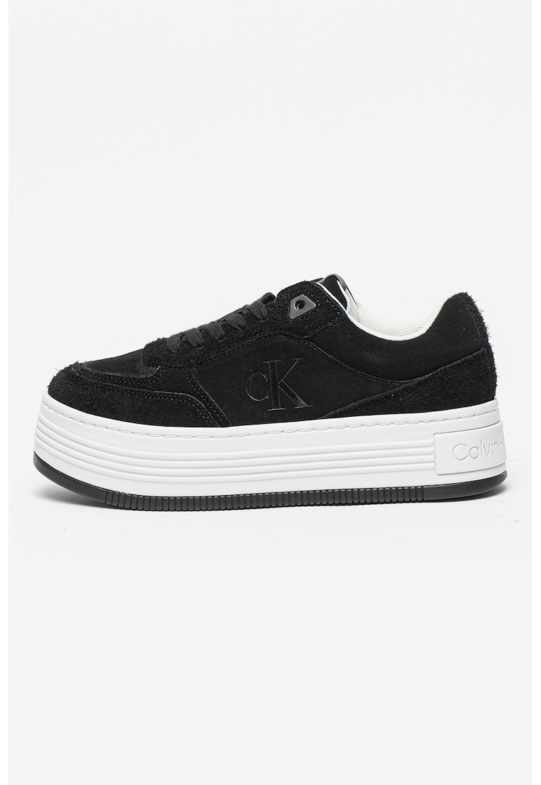 Pantofi sport low-cut din piele intoarsa cu platforma