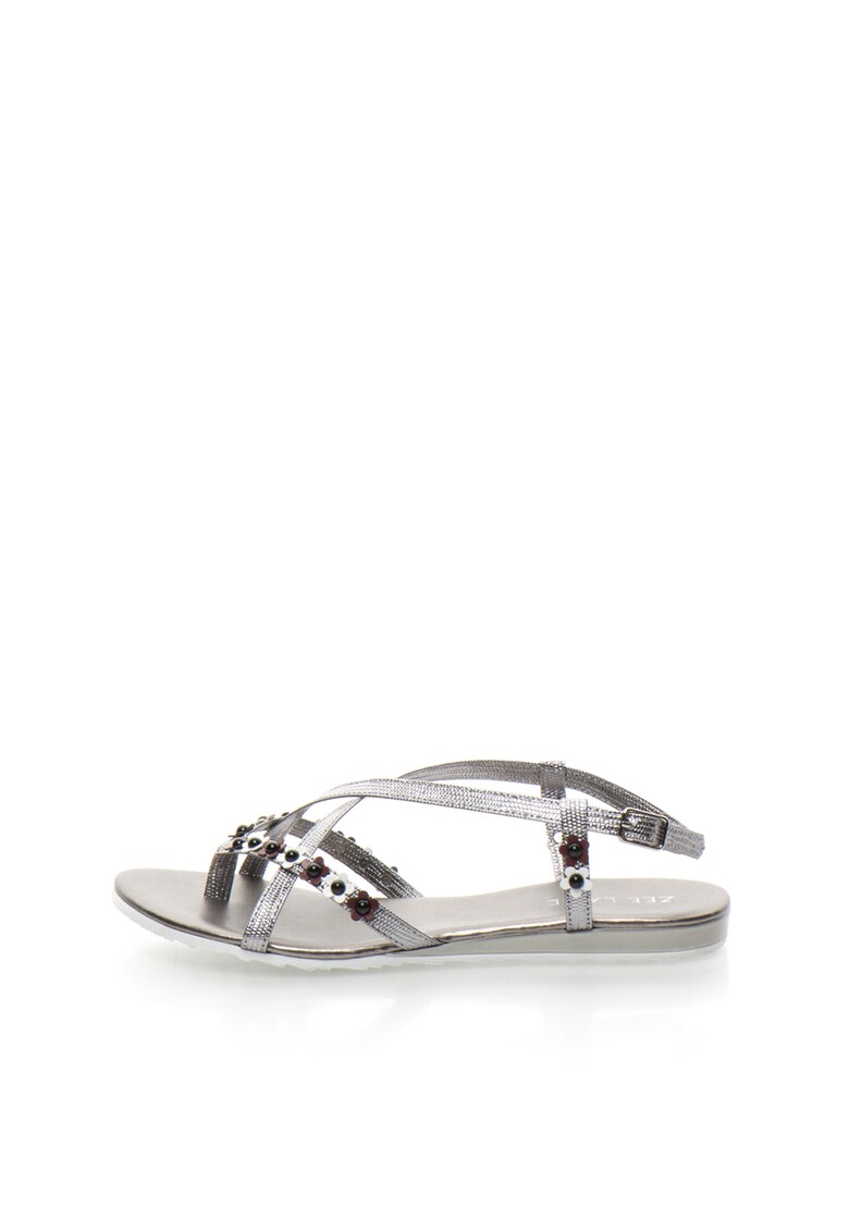 Sandale slingback cu aplicatii florale