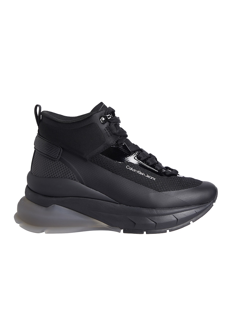 Pantofi sport wedge inalti de plasa - Negru