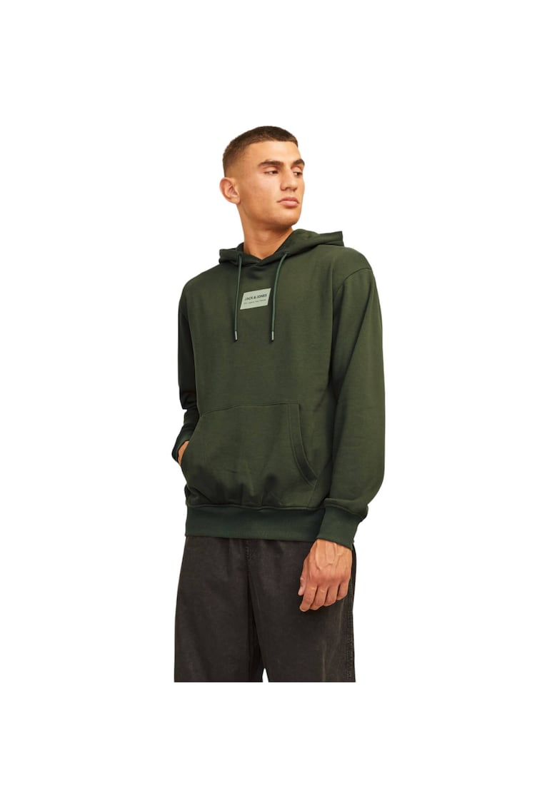 Hanorac uni din amestec de bumbac cu buzunar kangaroo