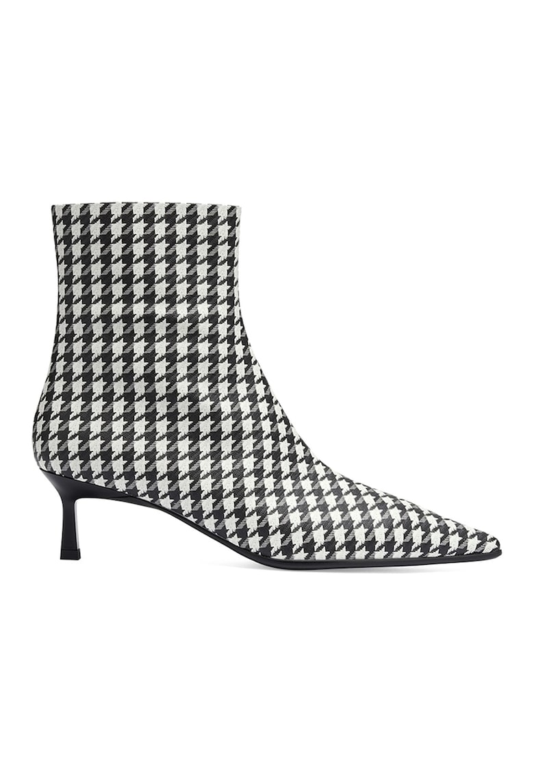 Botine de piele cu varf ascutit si fermoar