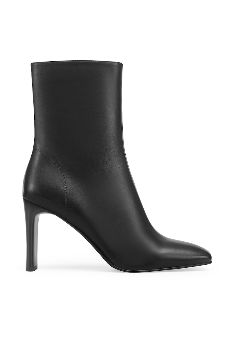 Botine de piele cu varf patrat