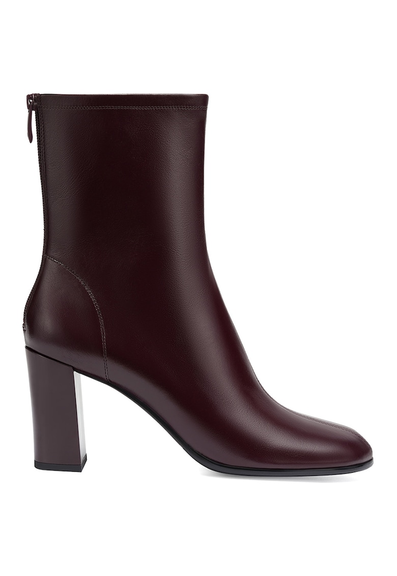 Botine de piele cu toc - Visiniu