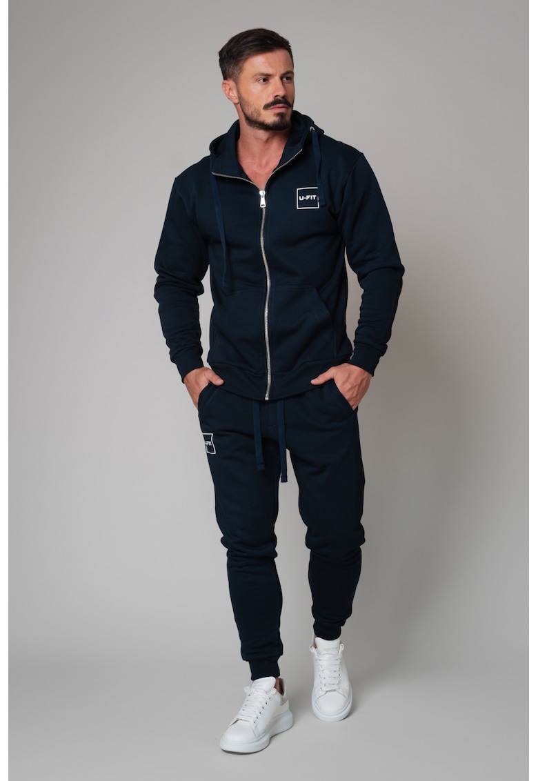 Set Rock hanorac cu fermoar si pantalon conic New Navy 8105 - Bleumarin