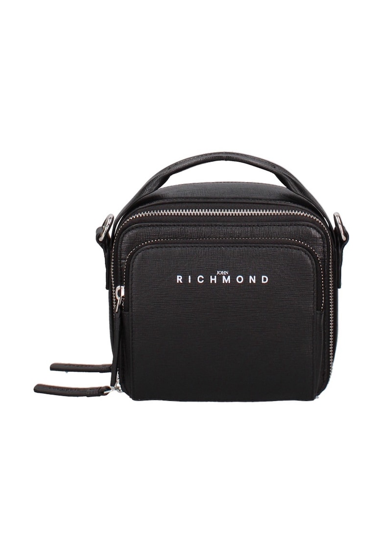 Geanta din piele cu maner si logo