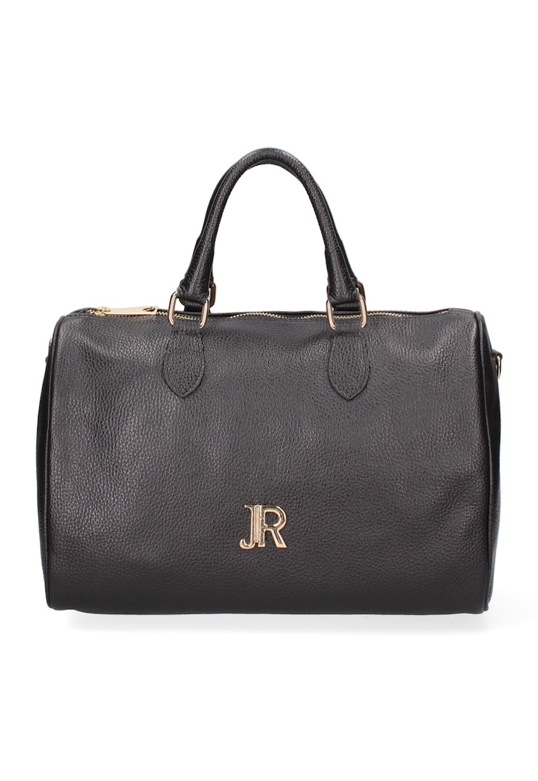 Geanta din piele cu maner si bareta din material textil