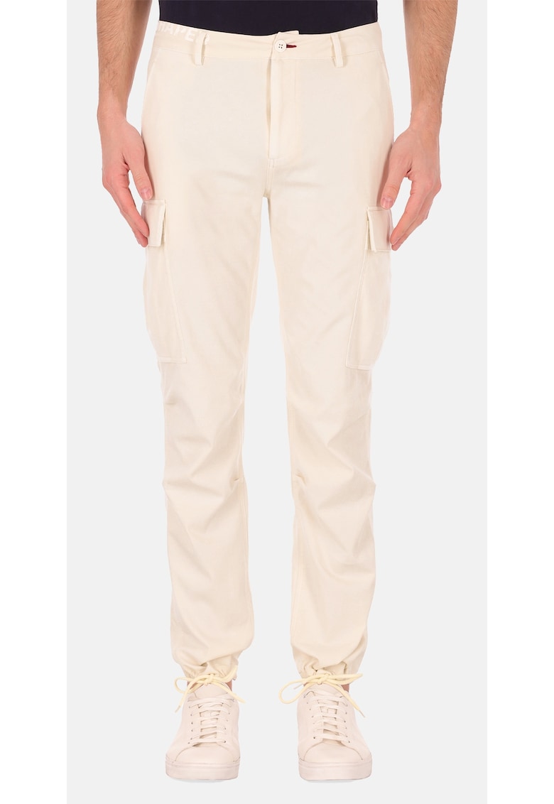 Pantaloni cargo din amestec de bumbac - Alb