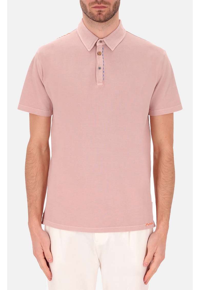 Distretto - Tricou polo din bumbac - Roz prafuit