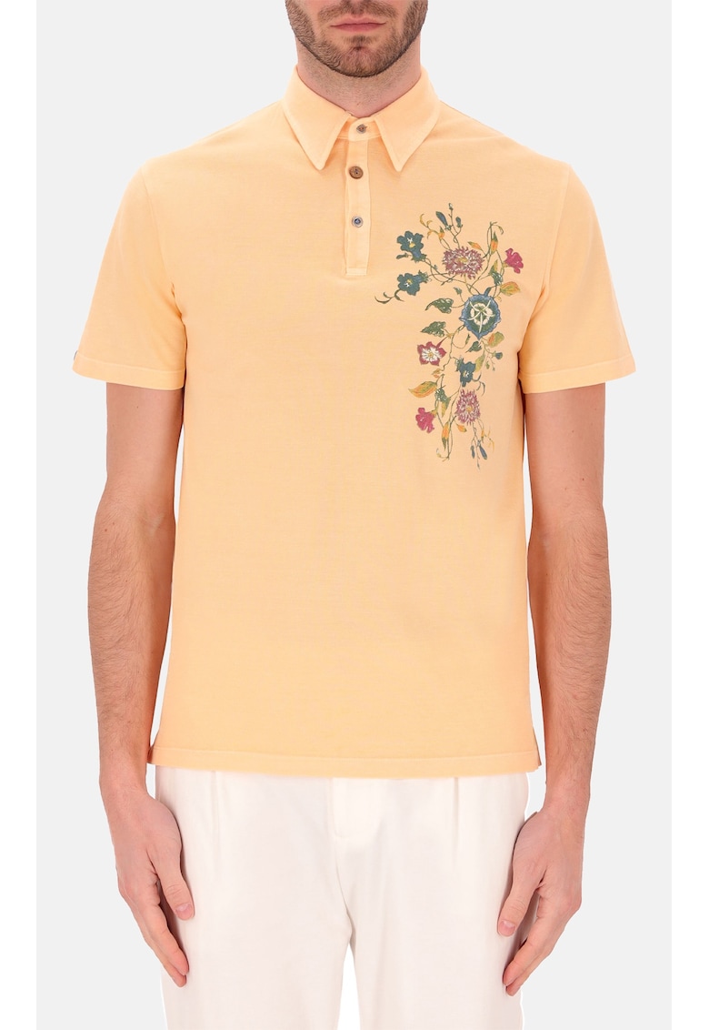 Distretto - Tricou polo din bumbac cu imprimeu floral