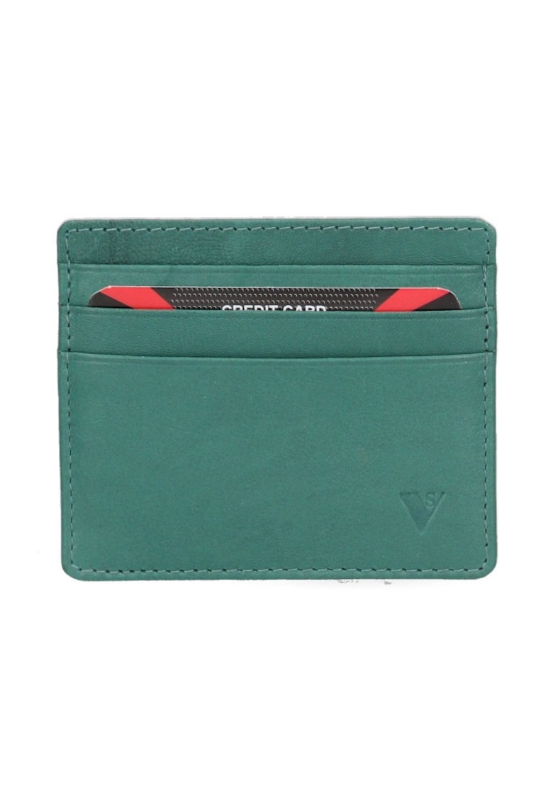 Portcart din piele - Verde menta