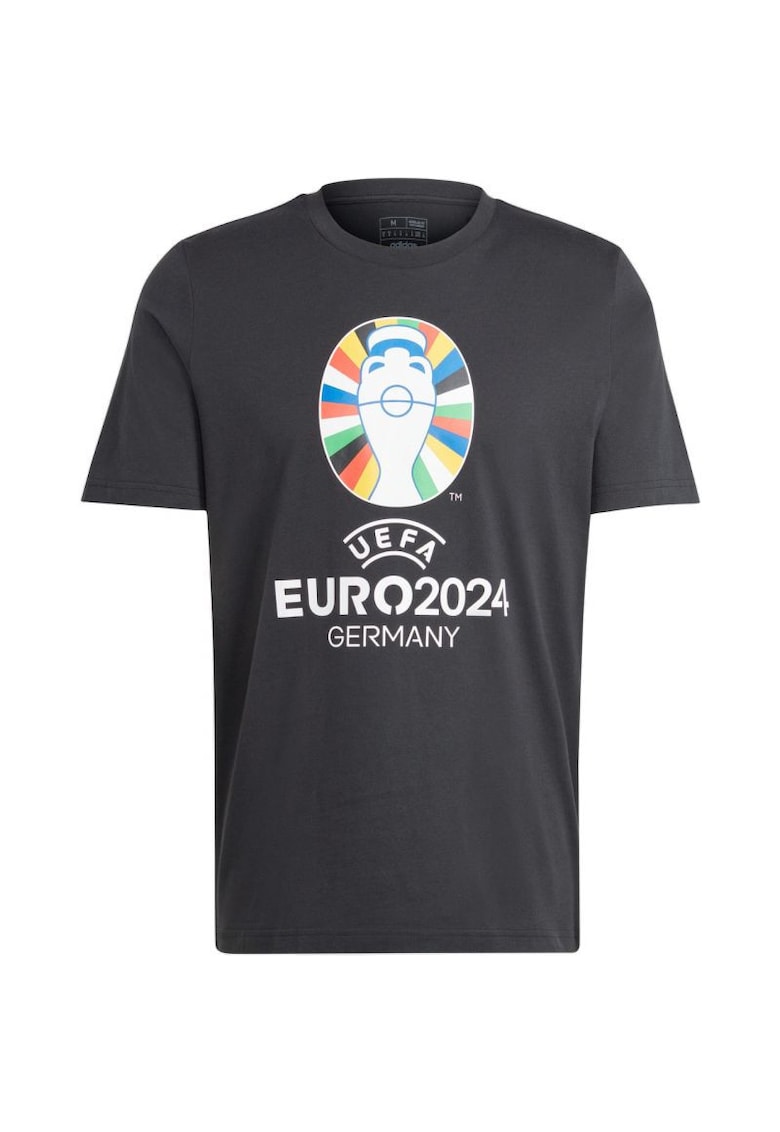 Tricou sportiv barbati - Euro24 - negru - bumbac - cu emblema oficiala a turneului