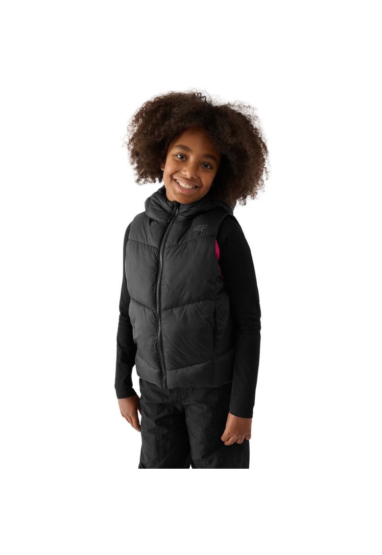 Vesta F129 pentru fete - neagra - poliester - umplutura din puf sintetic