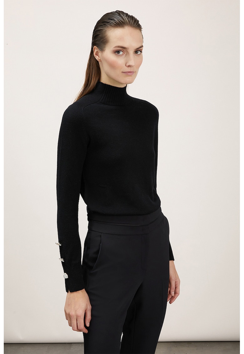 Pulover tricotat fin din amestec de lana