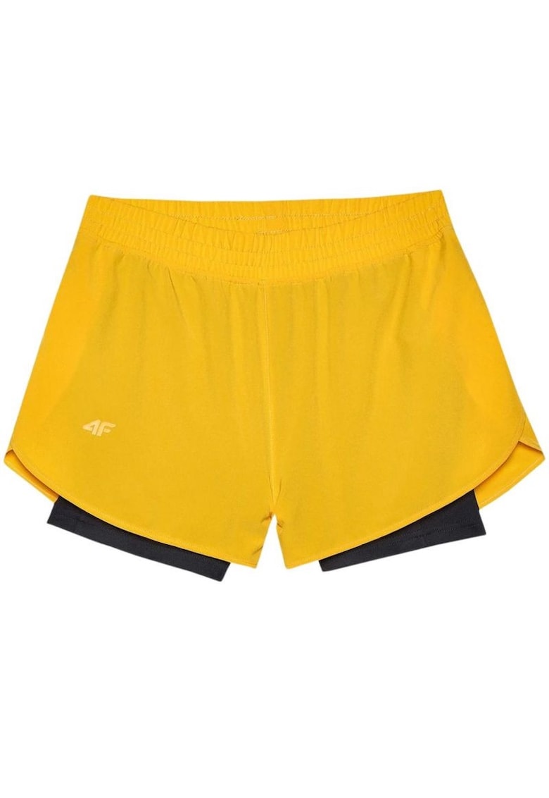 Pantaloni dama scurti - galben - sintetic