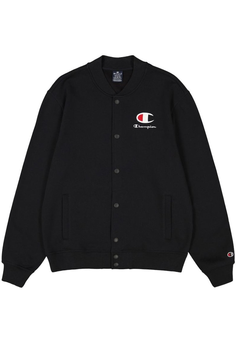 Hanorac sport barbati Bomber - negru - bumbac si poliester - cu buzunare laterale