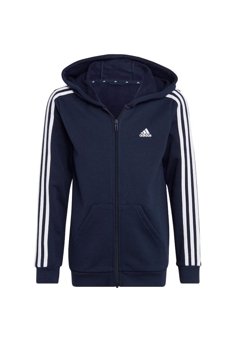Hanorac copii - Essentials 3-Stripes - bleumarin - bumbac si poliester reciclati