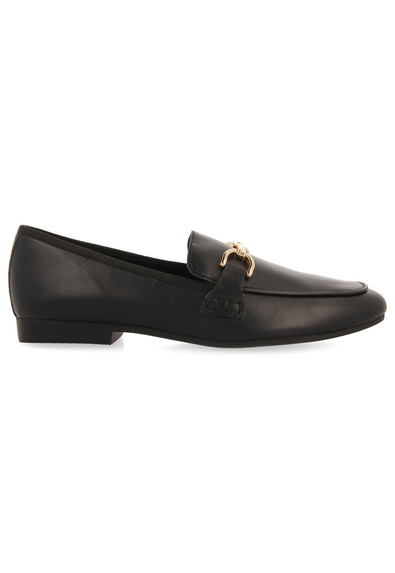 Pantofi loafer de piele cu aplicatie metalica