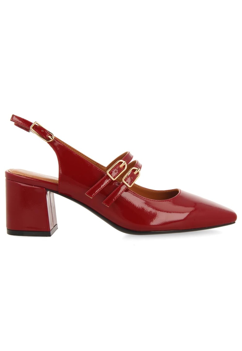 Pantofi Mary-Jane cu aspect lacuit