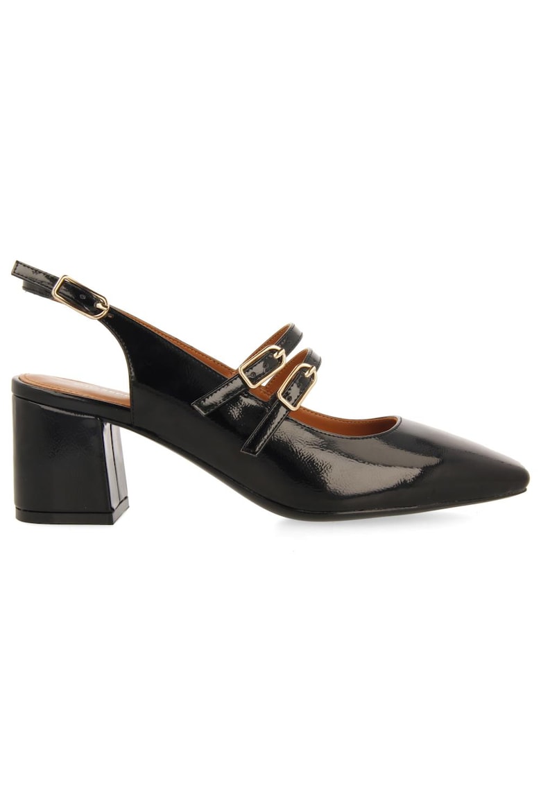 Pantofi Mary-Jane cu aspect lacuit