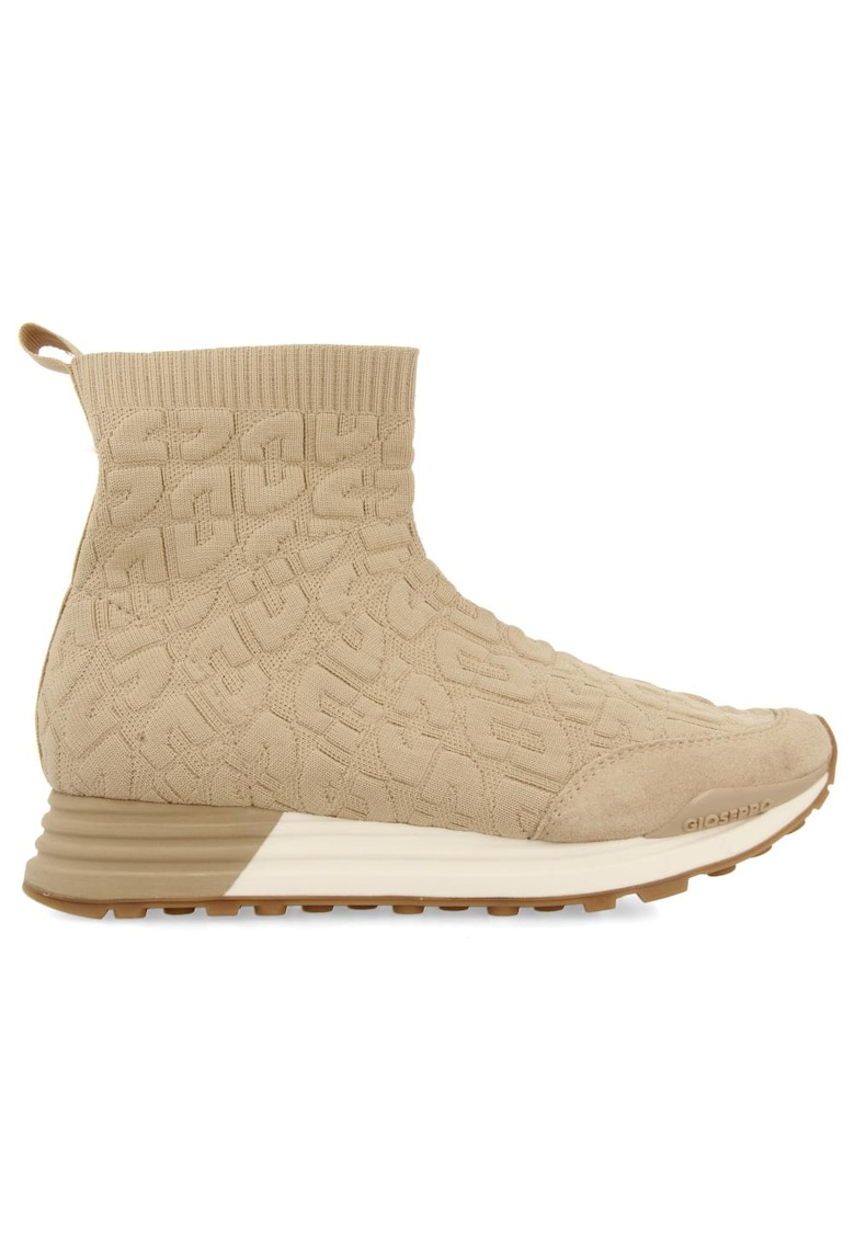 Pantofi sport din plasa tricotata cu garnituri de piele intoarsa