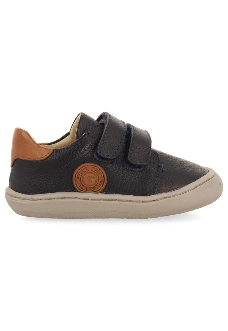 Pantofi sport din piele cu inchidere velcro - Bleumarin