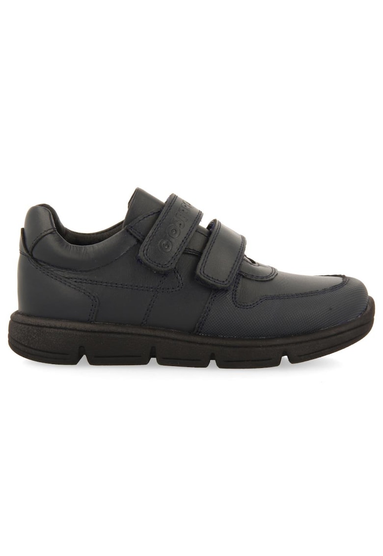 Pantofi din piele si piele ecologica cu inchidere velcro - Bleumarin