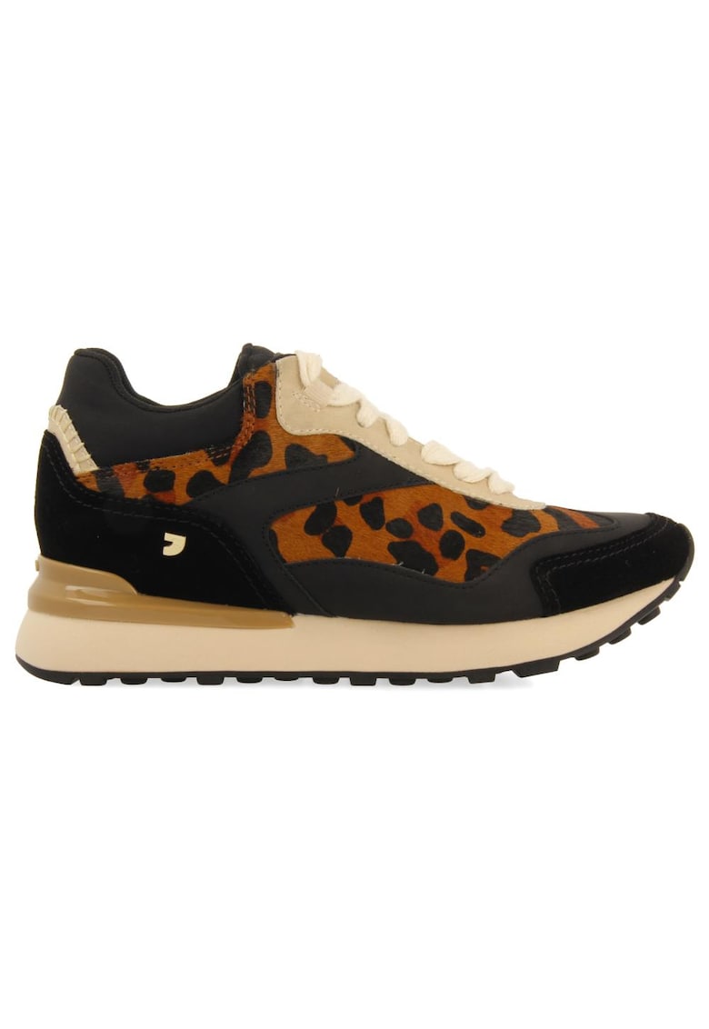 Pantofi sport cu animal print si garnituri din piele intoarsa