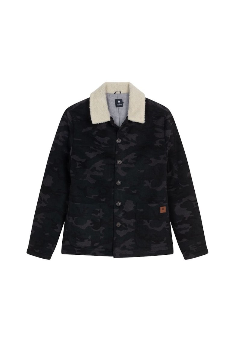 Jacheta barbati - camuflaj - gri - lana si poliester - cu buzunare - guler Sherpa