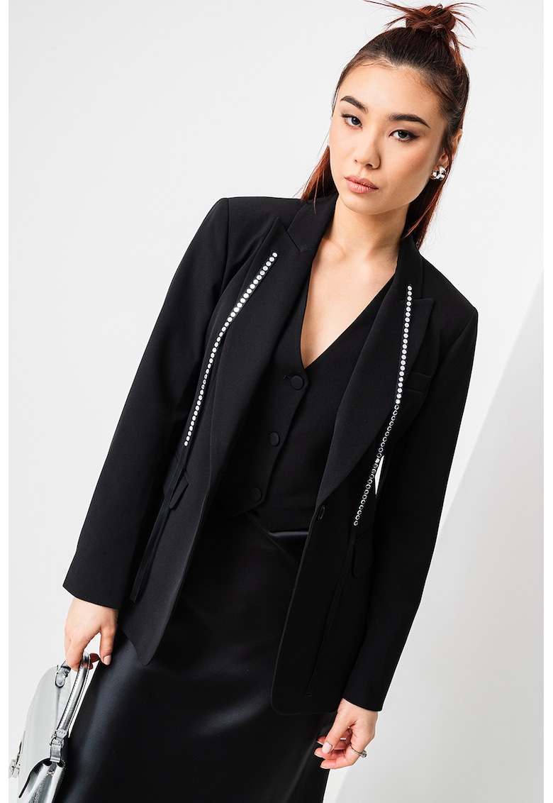 Sacou cu garnituri cu strasuri - Negru