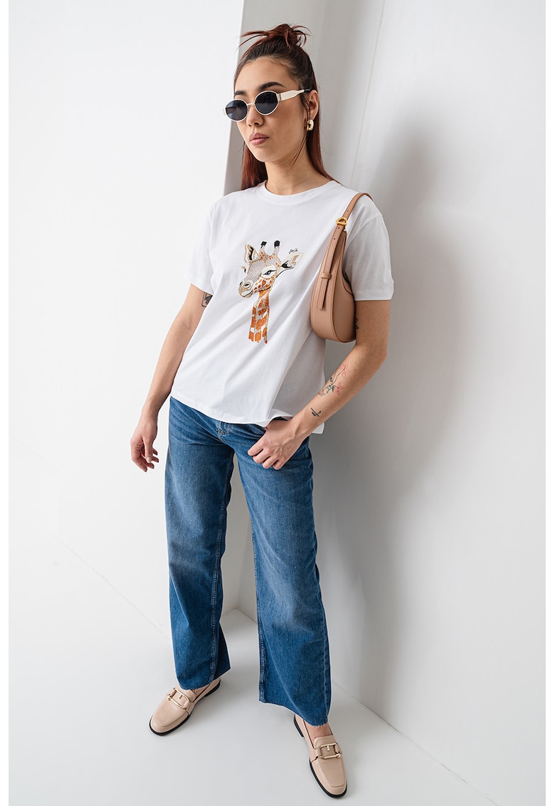 Tricou lejer cu strasuri - Alb optic