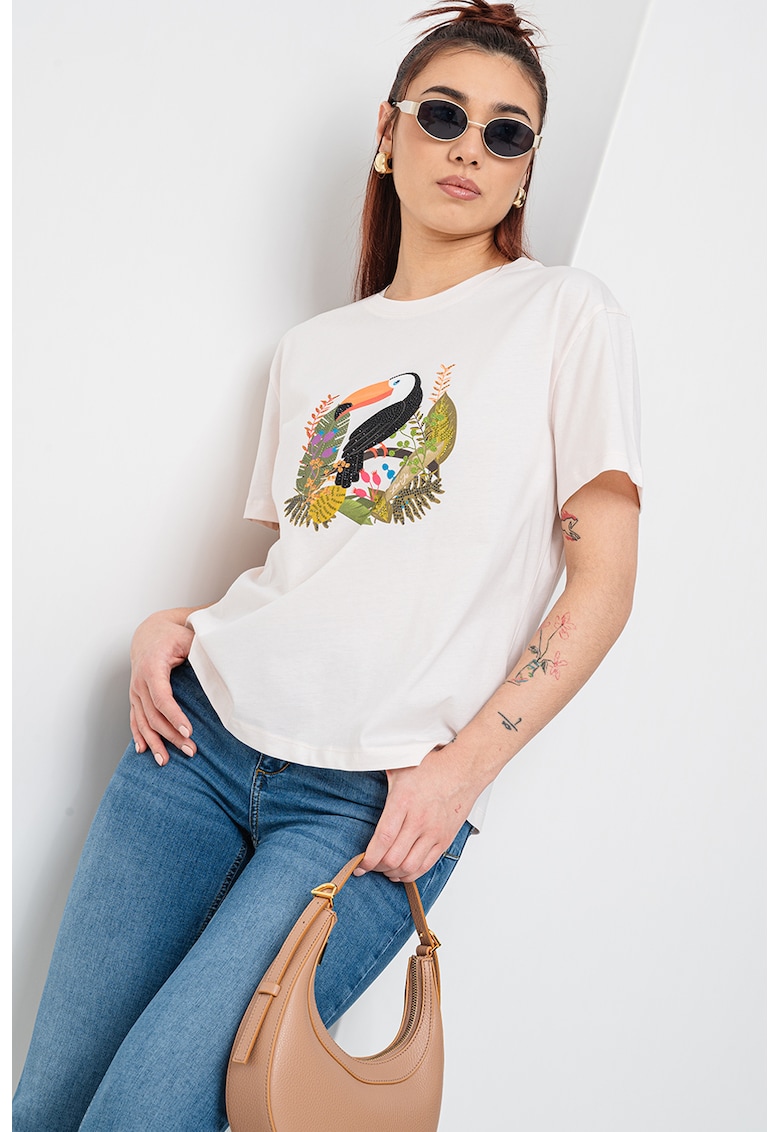 Tricou lejer cu strasuri - Alb