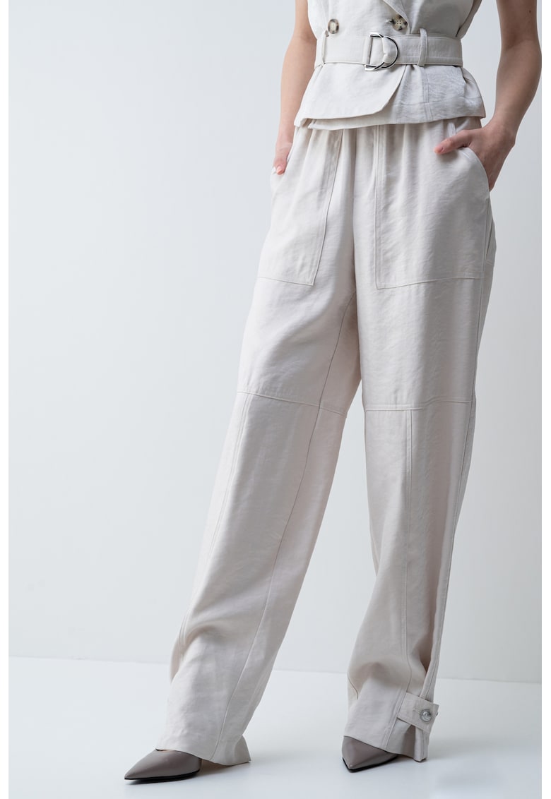 Pantaloni drepti cu talie inalta