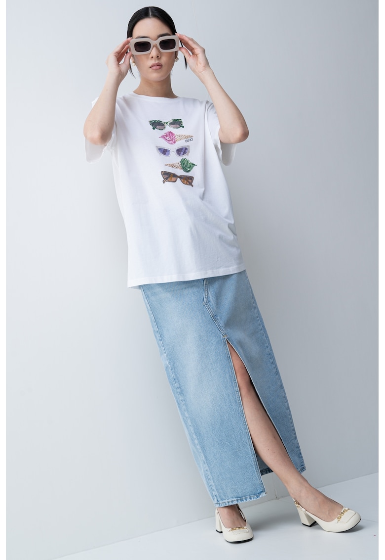 Tricou lejer cu strasuri