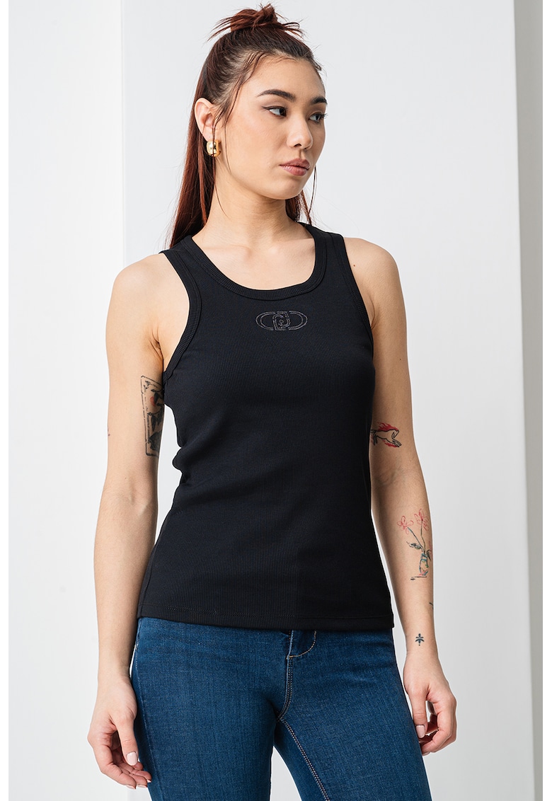 Top cu decolteu rotund - Negru