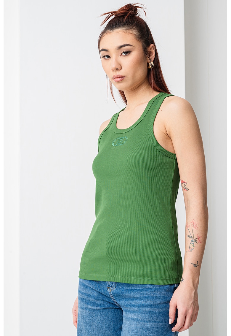 Top cu decolteu rotund - Verde