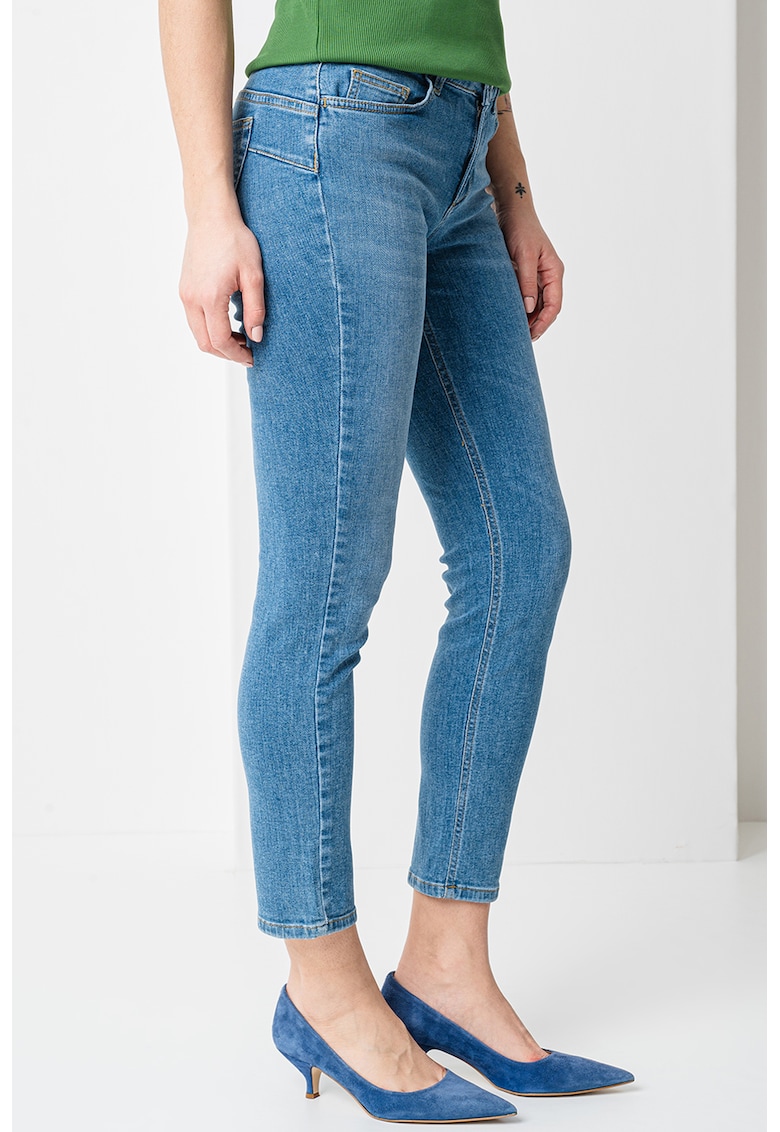 Blugi crop din amestec de bumbac - Albastru deschis