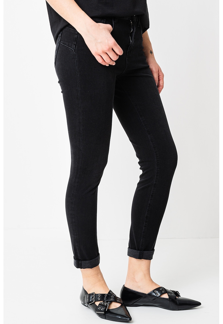 Blugi skinny cu talie medie - Negru