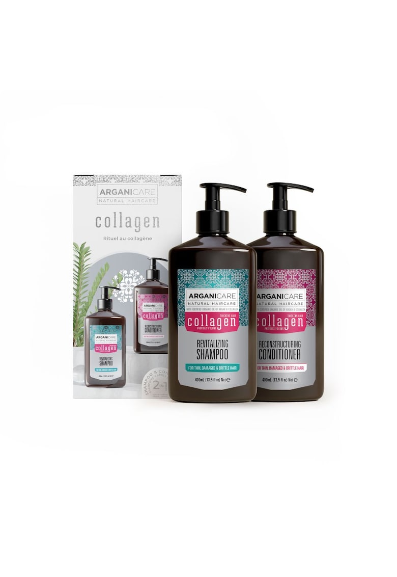 Set sampon & balsam cu colagen si ulei de argan pentru par subtire - deteriorat sau fragil -  400 ml x 2