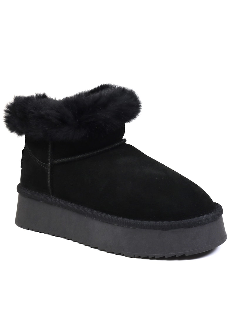 Ghete dama Hugh Platform piele intoarsa SCW421P12 - Negru
