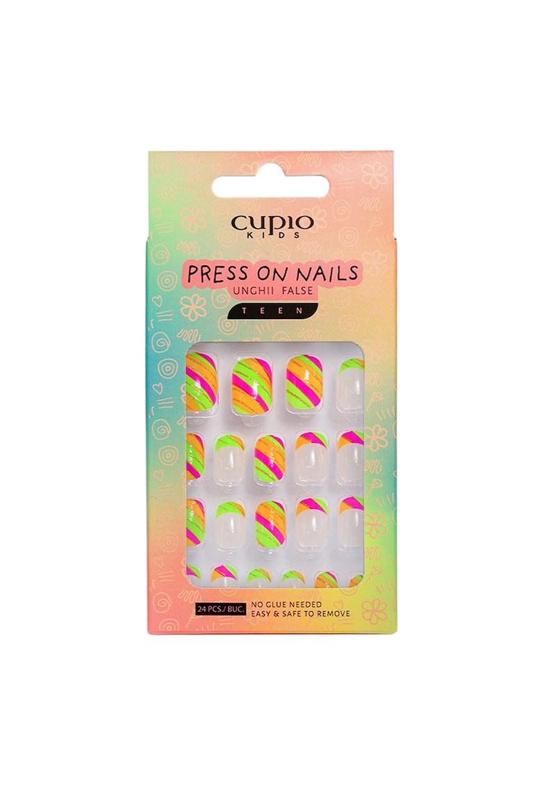 Set unghii false pentru copii  Kids TEEN - Candy Stripes and French Fun